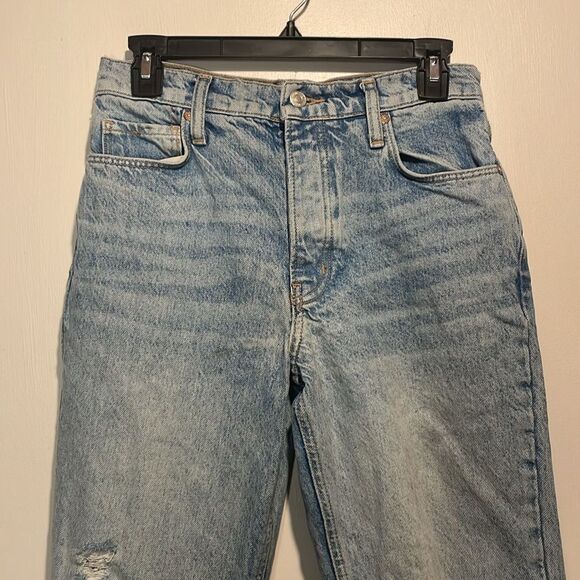 We The Free- Destroyed Distressed Straight-Leg LightWash Raw Hem Jeans- Size 25 - Picture 4 of 12